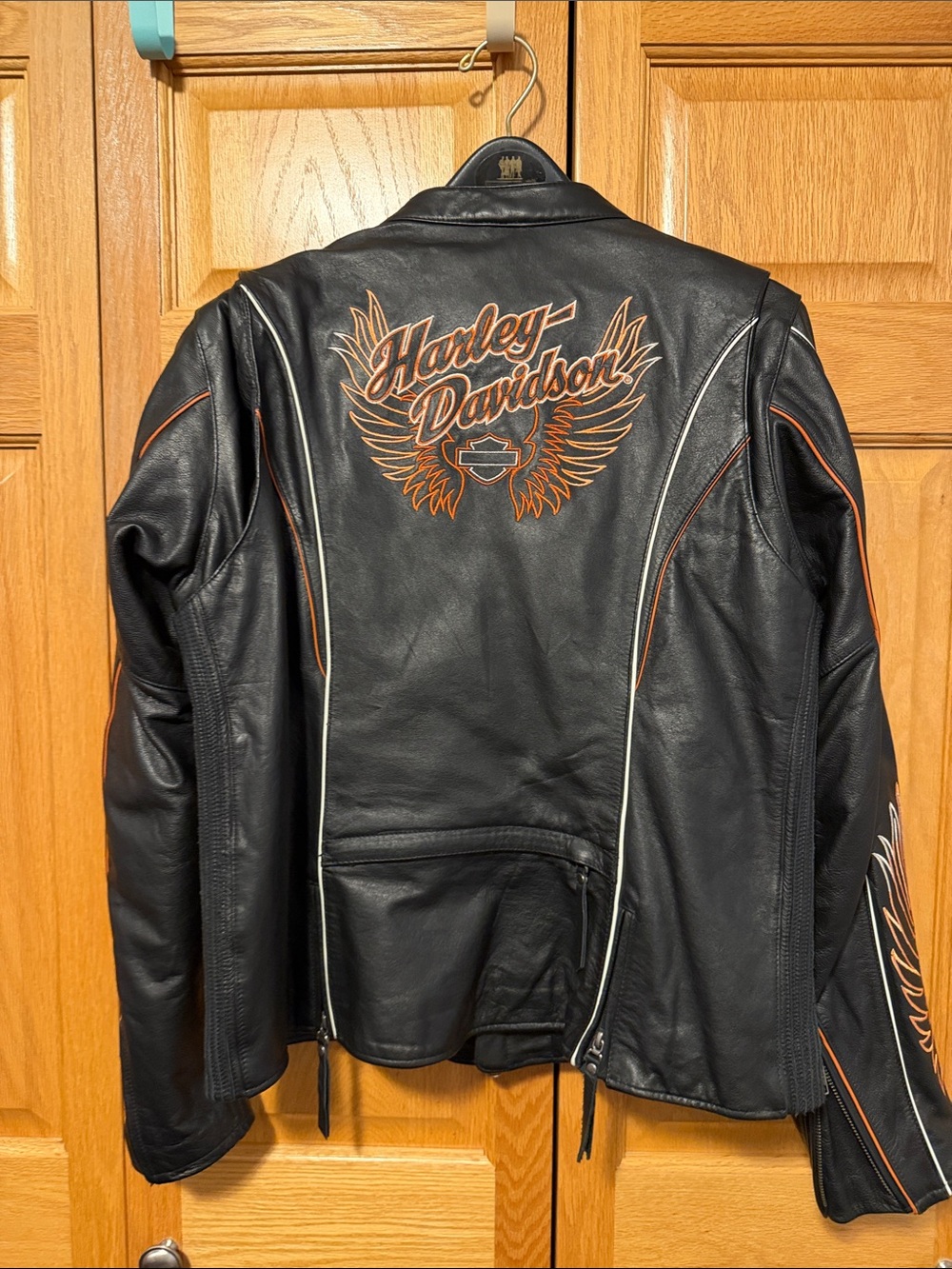 Harley Davidson Women's Juneau Bar&Shield Black Leather Wing Jacket Size XL